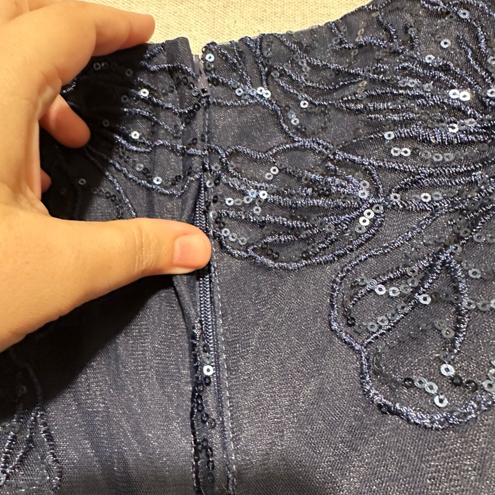 La Femme Midnight Blue Sparkle Maxi Dress - Picture 7 of 10